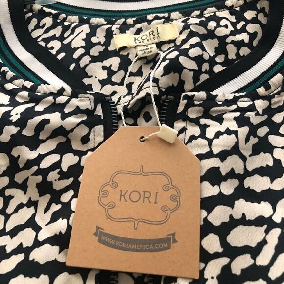 NEW Kori America Silky Black and White Animal Print Bomber Style Jacket NWT - Picture 10 of 15